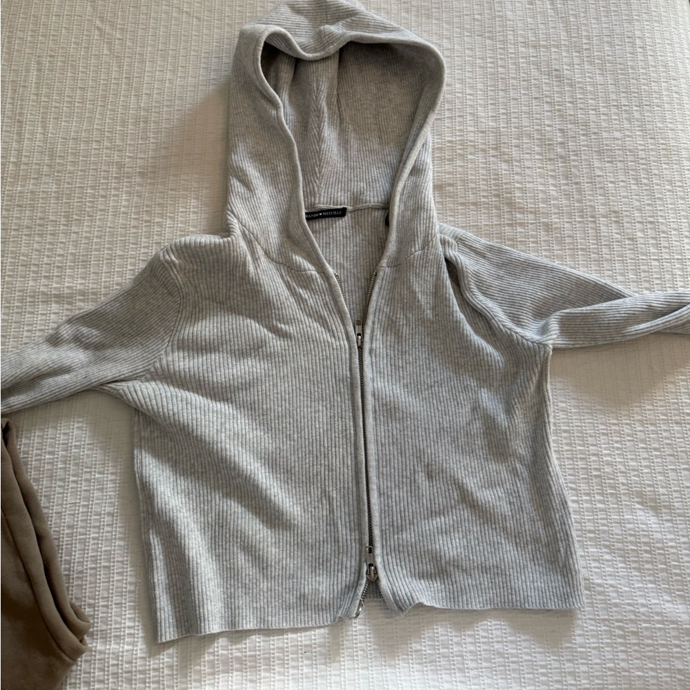John Galt Gray Arden Cropped Hoodie